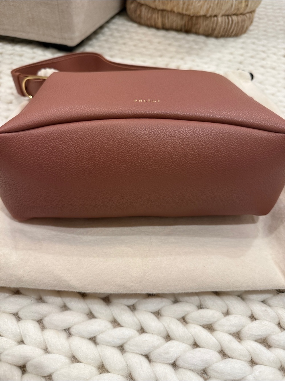 Polène Blush Pebbled Leather Shoulder Bag - Picture 3 of 6